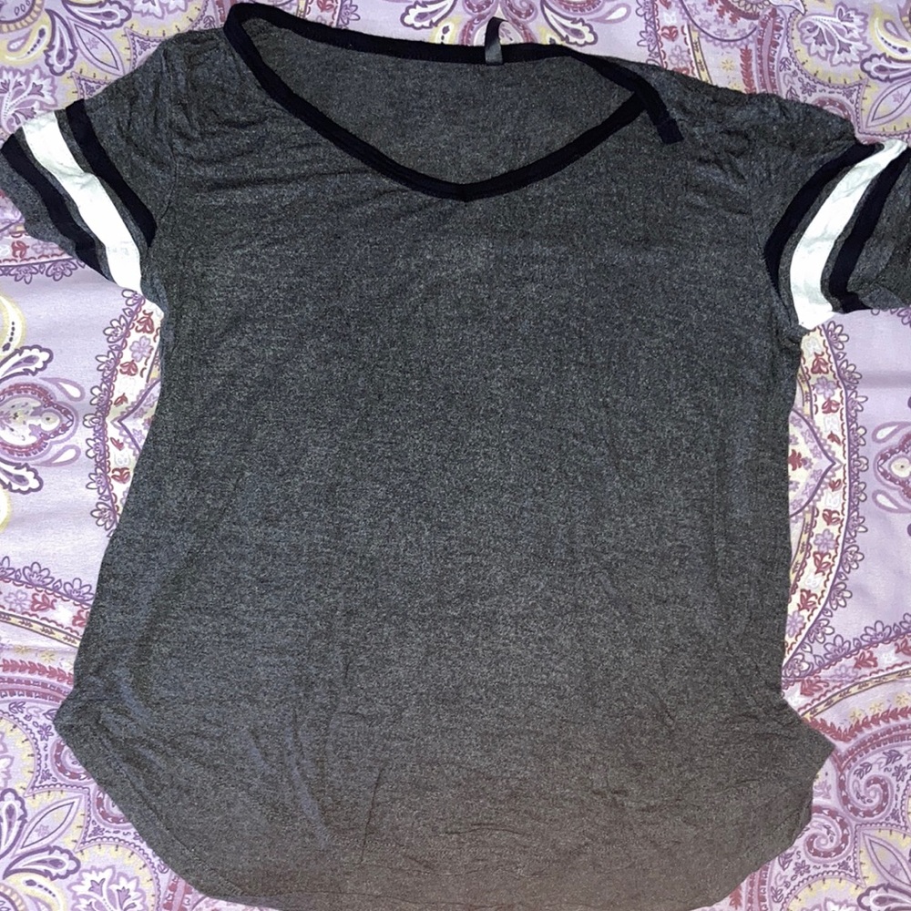 Grey v-shaped neck. Would look cute with jeans or shorts.
